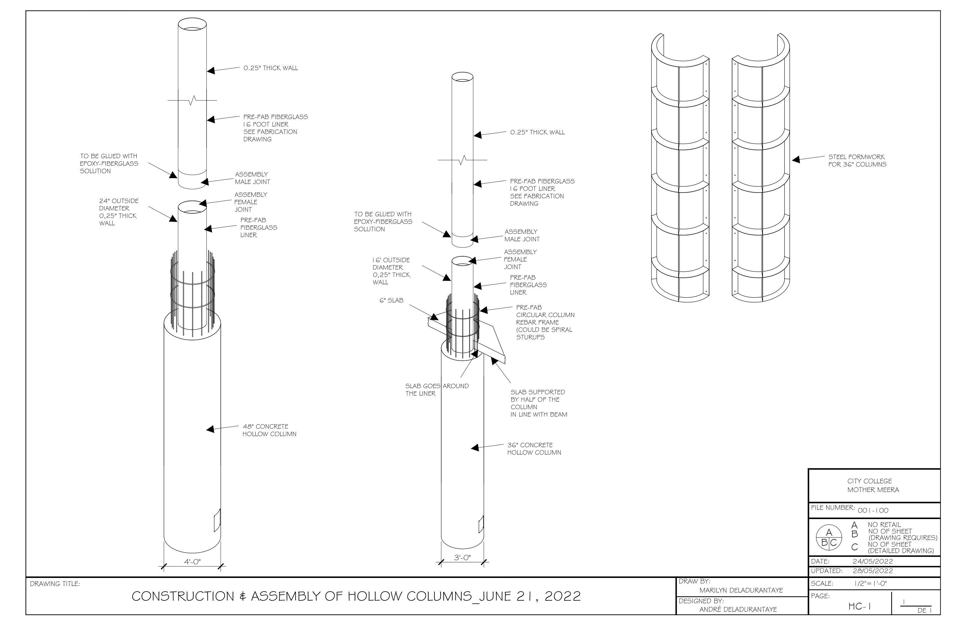 CONSTRUCTION DETAILS CONSTRUCTION ASSEMBLY OF HOLLOW COLUMNS JUNE 21 2022 1